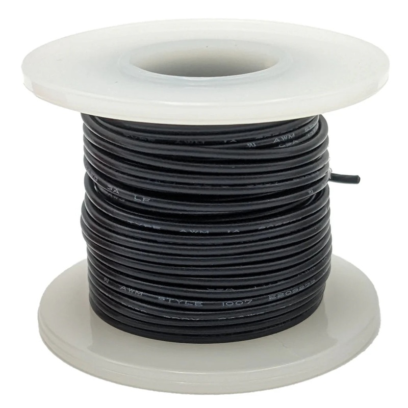 25 Feet Black 24 Gauge Solid Hook-Up Wire, Tinned Copper, PVC Insulation (Shade May Vary)