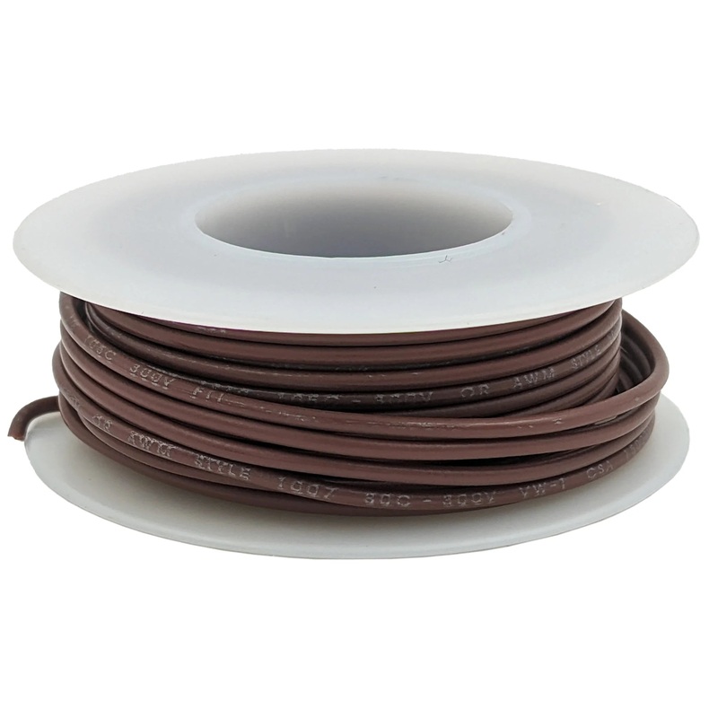 25 Feet Brown 22 Gauge Solid Hook-Up Wire, Tinned Copper, PVC Insulation (Shade May Vary)