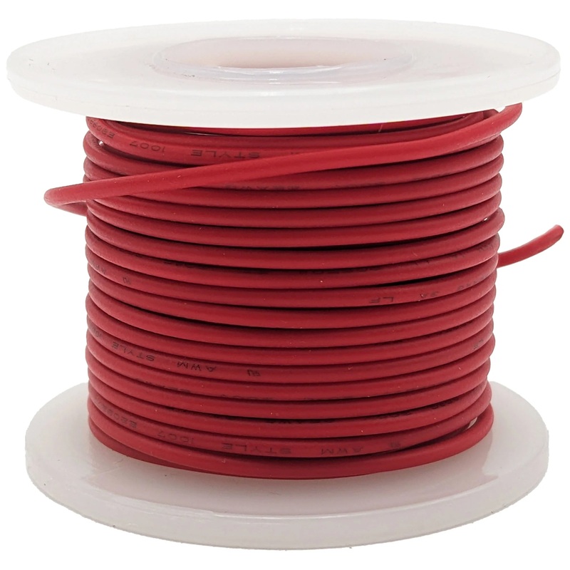 25 Feet Red 22 Gauge Solid Hook-Up Wire, Tinned Copper, PVC Insulation (Shade May Vary), 300 Volts