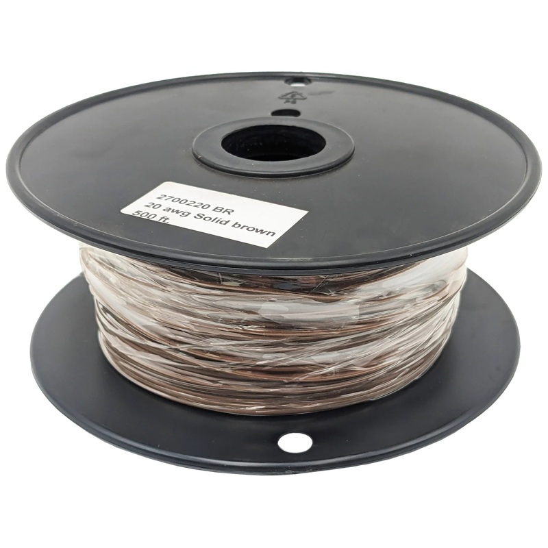 500 Feet Brown 22 Gauge Solid Hook-Up Wire, Tinned Copper, PVC Insulation
