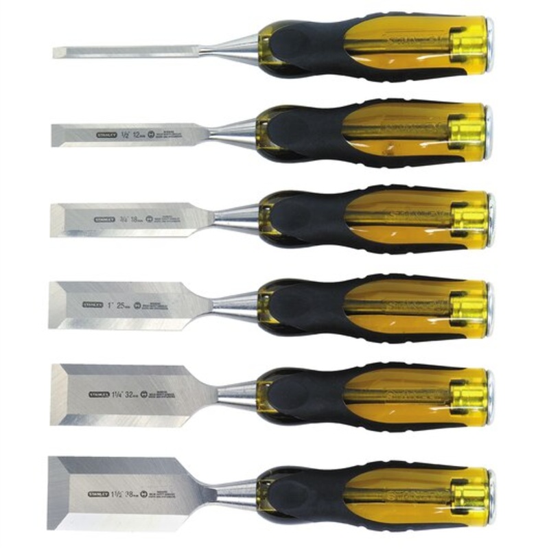 Stanley FATMAX 6pc Thru Tang Butt Chisel Set (6, 12, 18, 25, 32, 38mm), Short Blade Chisel Set