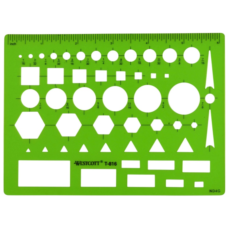 Westcott General Purpose Template - Circles, Squares, Triangles, Rectangles (T-816)