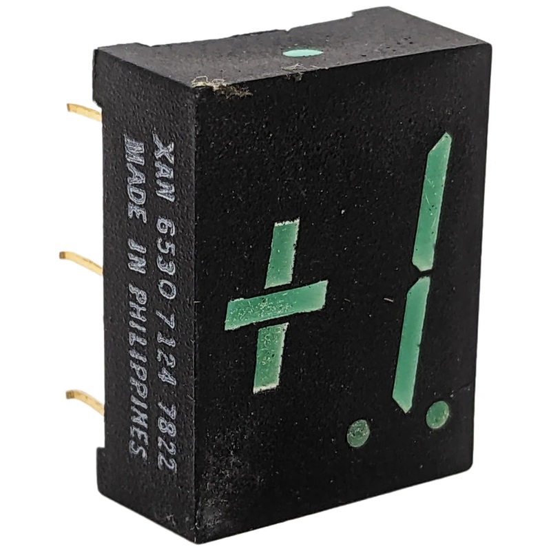 0.6 Inch Green 7 Segment Display 1 Overflow Character, Common Anode (Size: 0.68" x 0.33" x 0.87")
