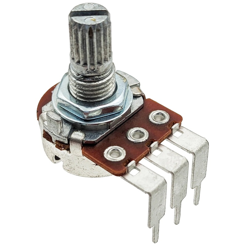 1K Ohm 1/4W Potentiometer, Panel/PC Mount, Serrated Shaft