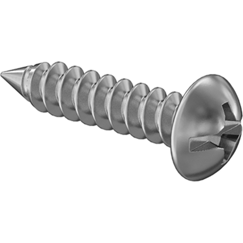 Combination Slotted/Phillips Rounded Head Screws for Sheet Metal, Steel, Number 4 Size, 1/2" Long