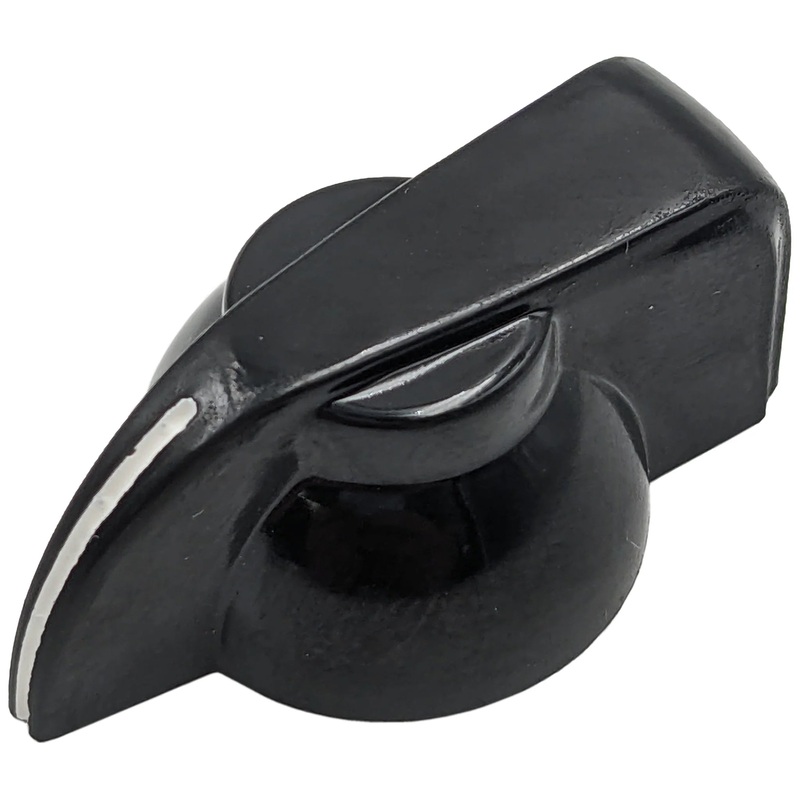 Pointer (Chicken Head) Knob for 1/4" Shaft, Set Screw, Glossy Black with White Indicator Line