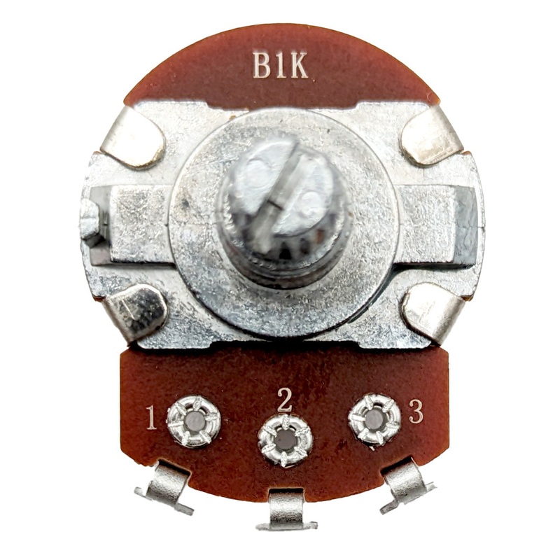 Potentiometer Panel Mount Single Turn 1/2W, 1K Ohms Serrated Shaft