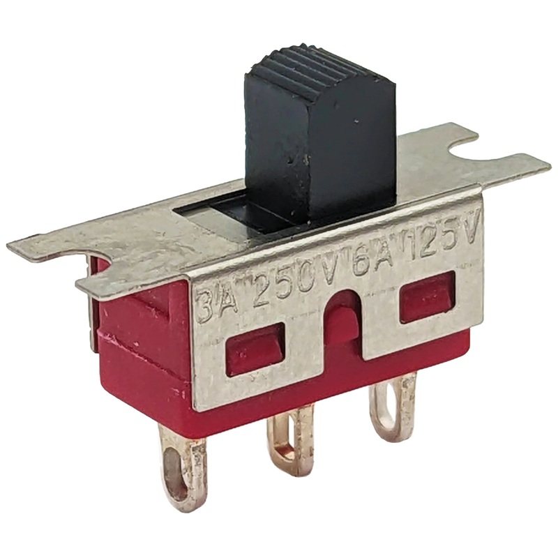 SPDT On-Off-On Mini Slide Switch with 3 Solder Lug Terminals (0.24" x 0.50")