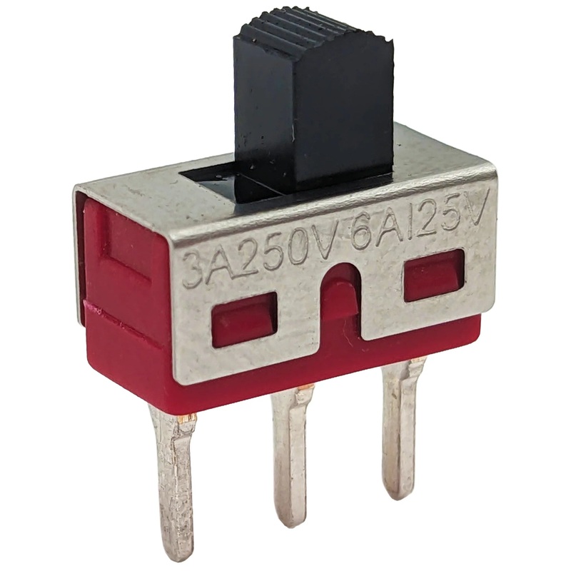 SPDT On-On Mini Slide Switch with PC Leads, 3 Pins (0.24" x 0.50")