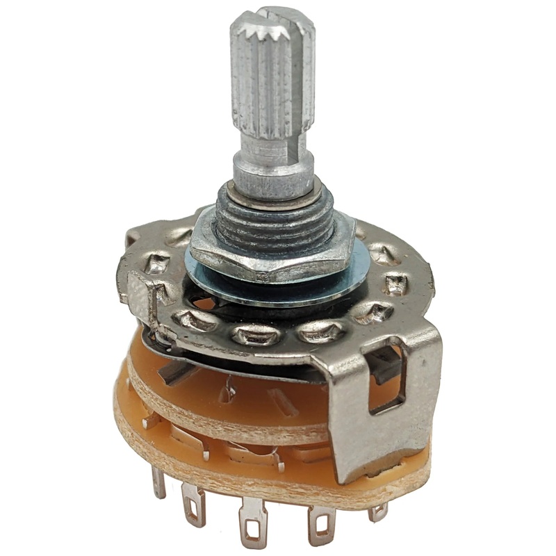2 Pole 6 Position Rotary Switch (2P6T) with Solder Lug Termination