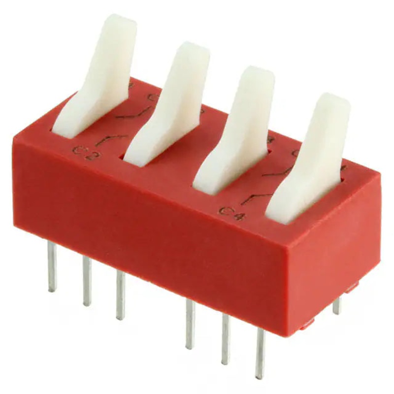 4 Switches DIP Toggle, 12-Pin, 150MA, 30V