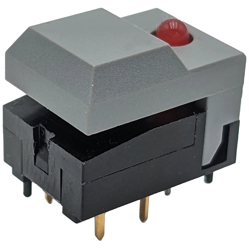 Illuminated Push Button - Grey Cover - Red LED