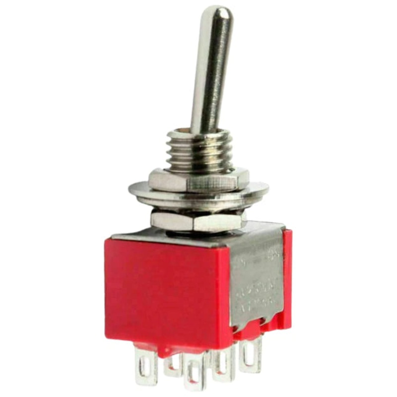 Mini DPDT Toggle Switch ON-ON with 6-Pin Solder Lug Termination, 6A @ 125V AC (0.51" x 0.5" x 1.15")