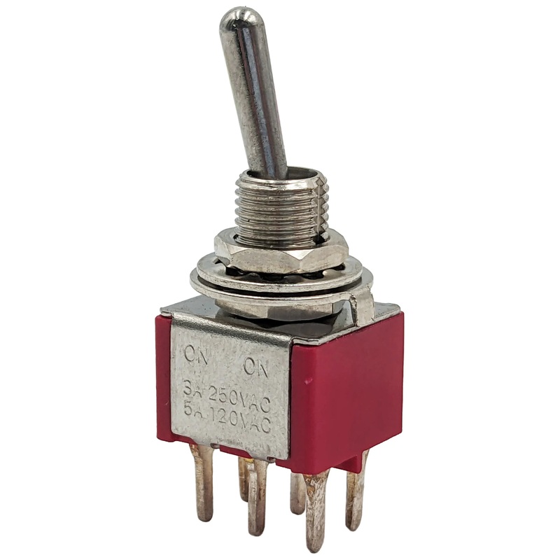 Miniature On-On DPDT Toggle Switch, 6-Pin PC Lead Termination