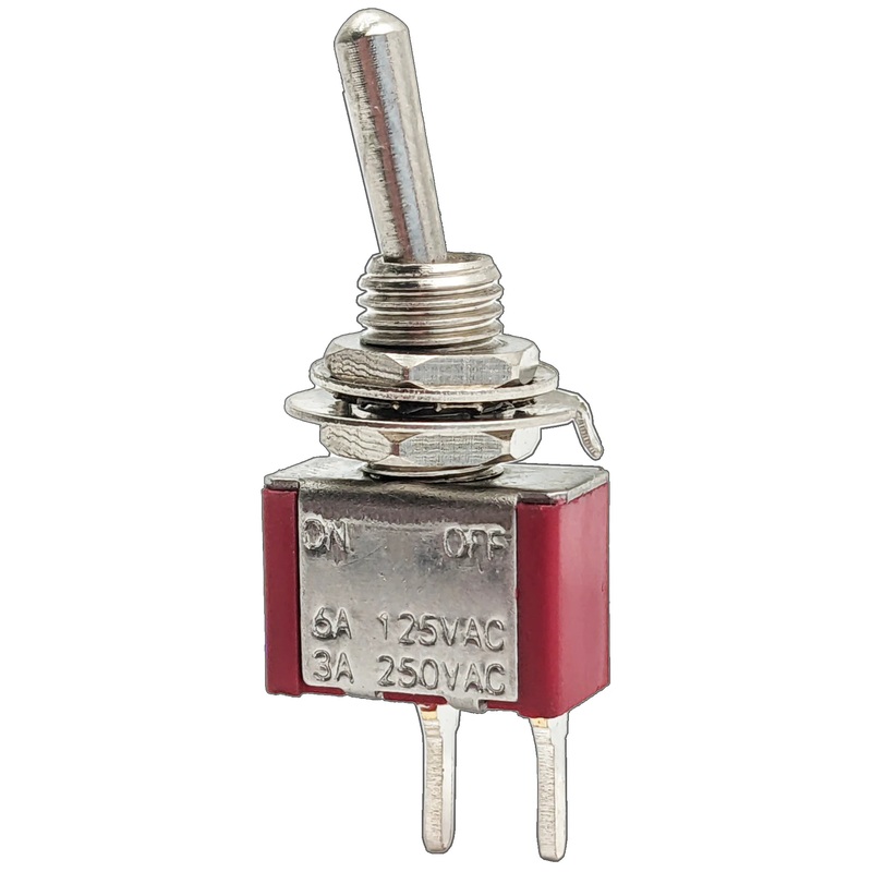 Miniature SPST Toggle Switch, 2-Pin PC Lead Termination