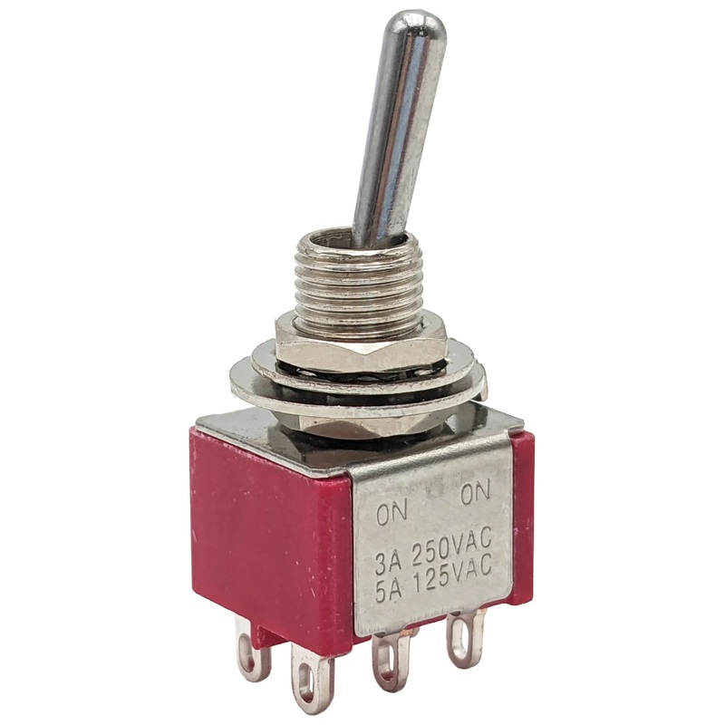 On-On DPDT Miniature Toggle Switch, 6-Pin Solder Lug Termination