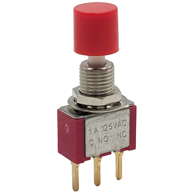 Snap-Acting SPDT Momentary Pushbutton Switch with PC Lead Termination