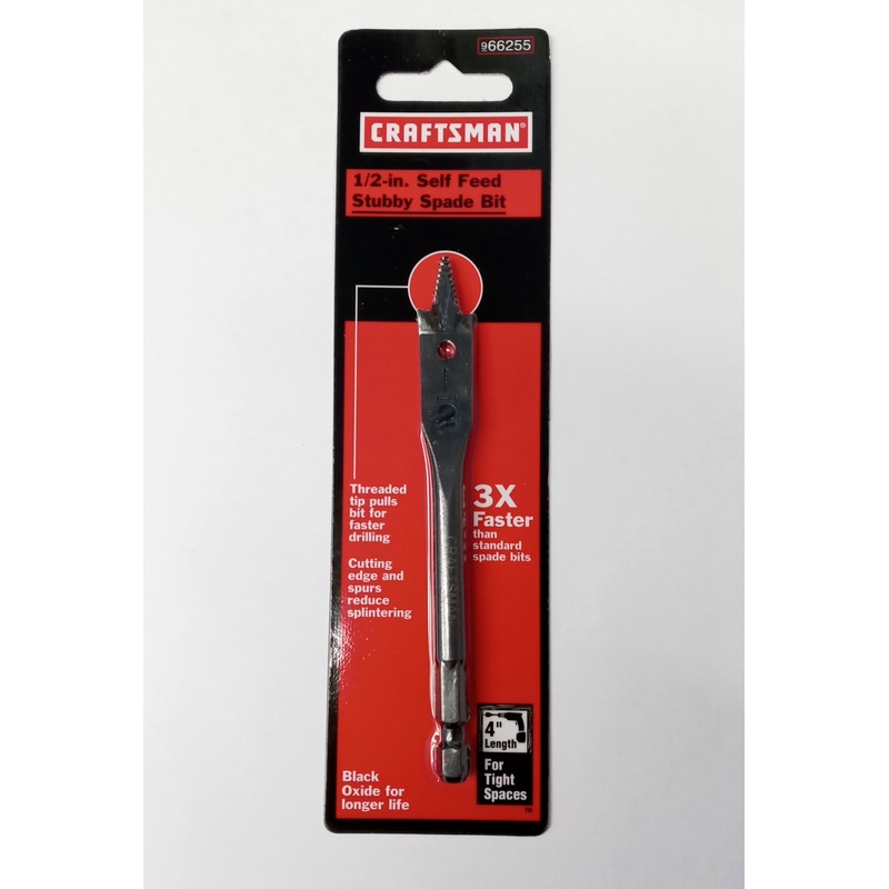 Craftsman 66255 1/2" x 4" Self Feed Stubby Spade Bit