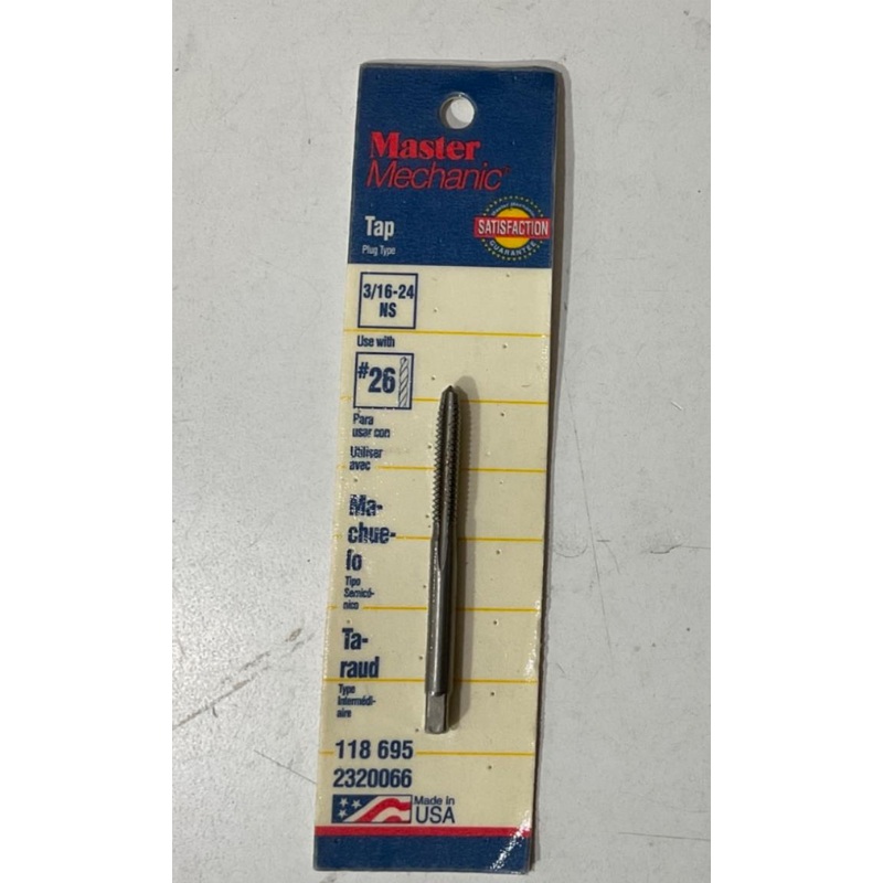 Master Mechanic 118 695 3/16" -24 NS Plug Tap USA
