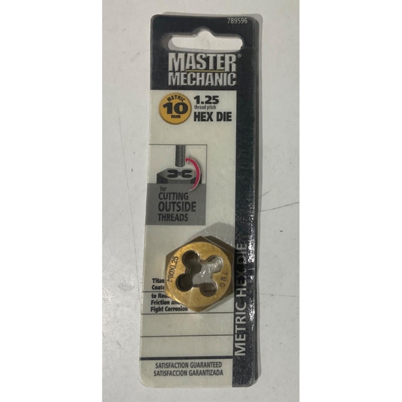 Master Mechanic 789596 10mm 1.25 Thread Pitch Titanium coated Hex Die