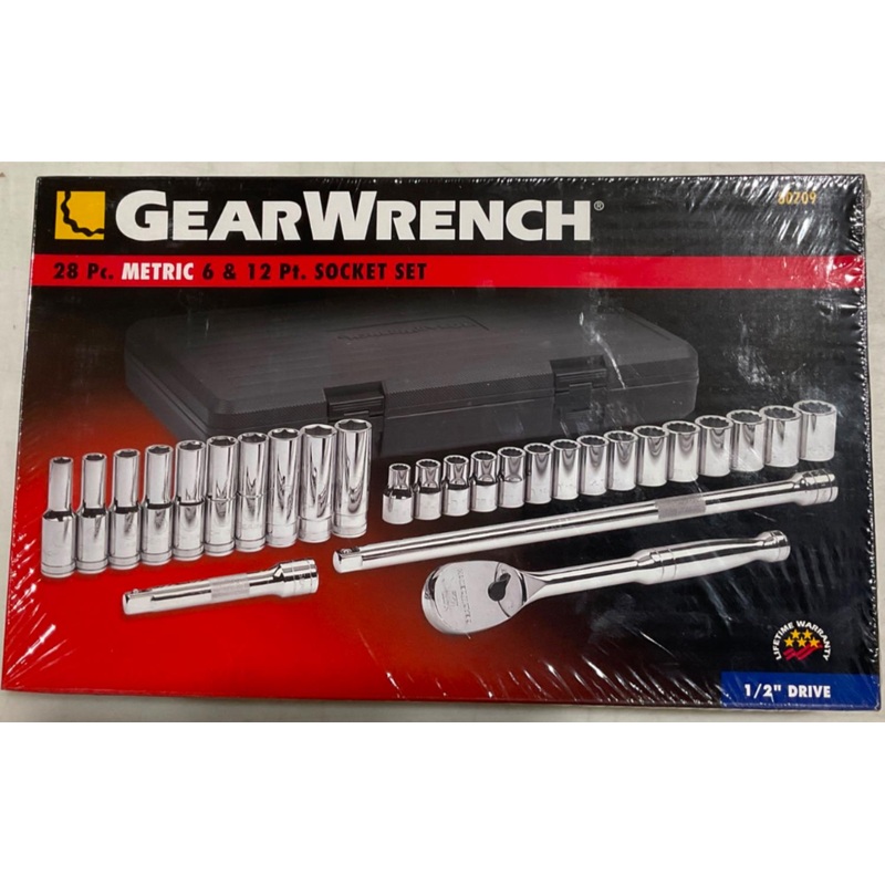 Gearwrench 80709 28 pc. 1/2" Dr. Metric 6 & 12 pt Socket Set