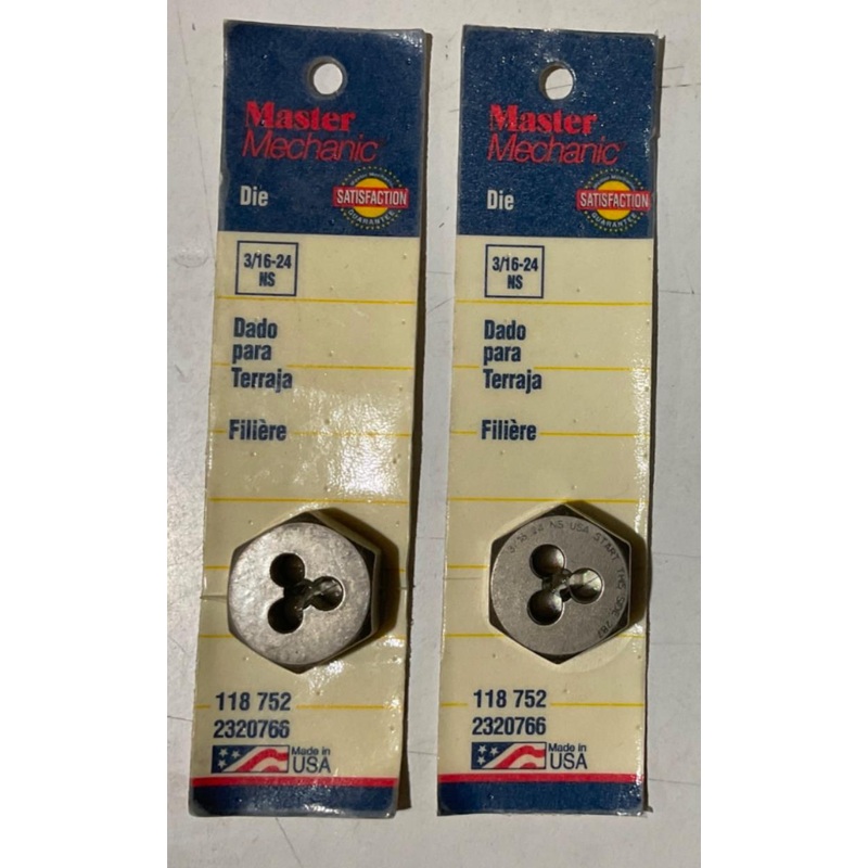 Master Mechanic 118 752 3/16"-24 NS Die USA 2pks