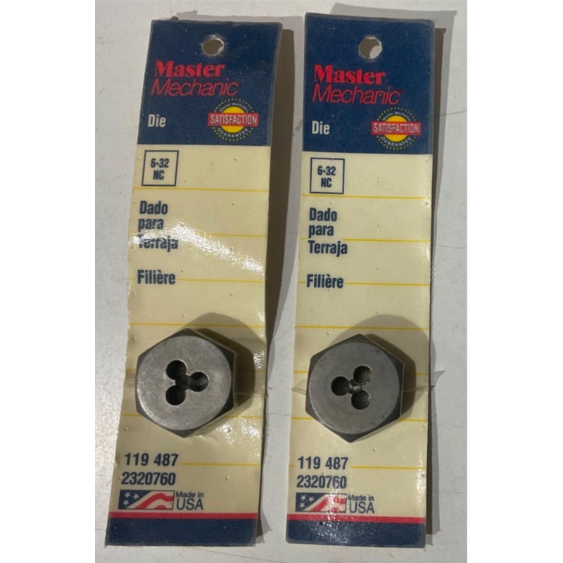 Master Mechanic 119 487 6-32 NC Die USA 2pks