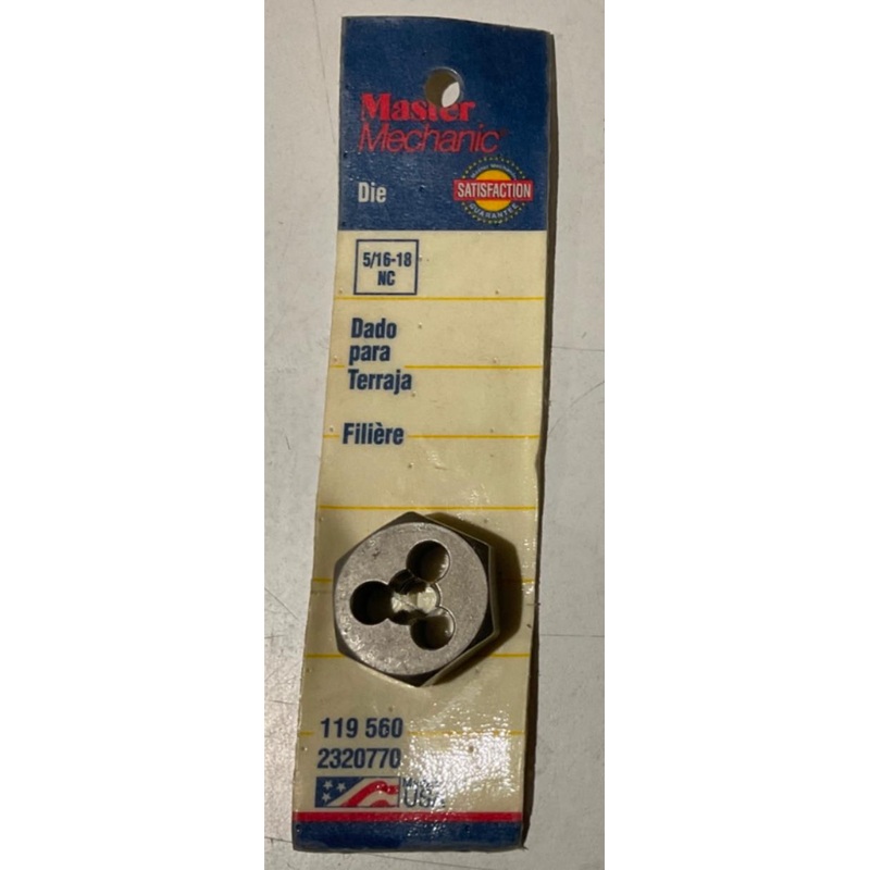 Master Mechanic 119 560 5/16"-18 NC Die USA