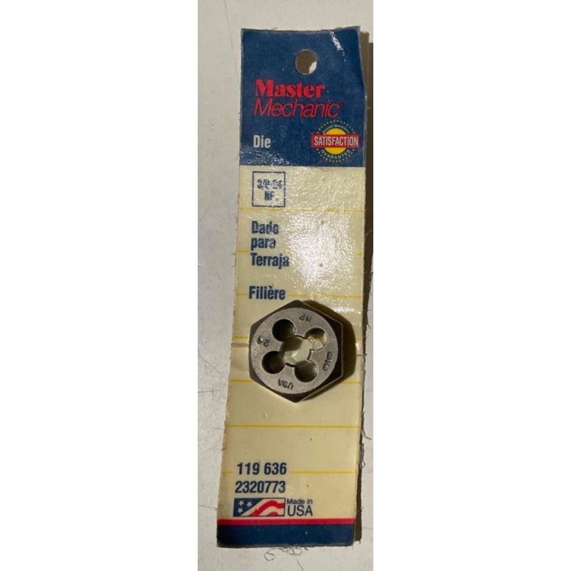 Master Mechanic 119 636 3/8"-24 NF Die USA
