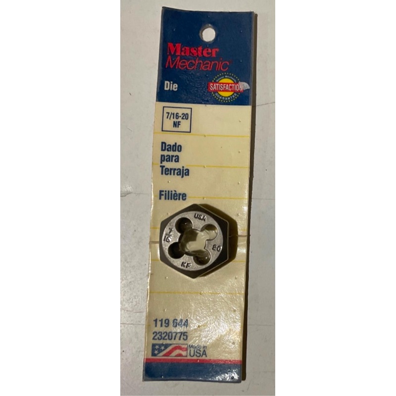 Master Mechanic 119 644 7/16"-20 NF Die USA