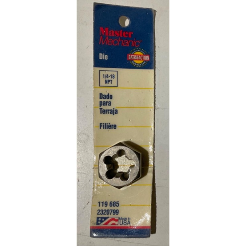 Master Mechanic 119 685 1/4"-18 NPT Die USA