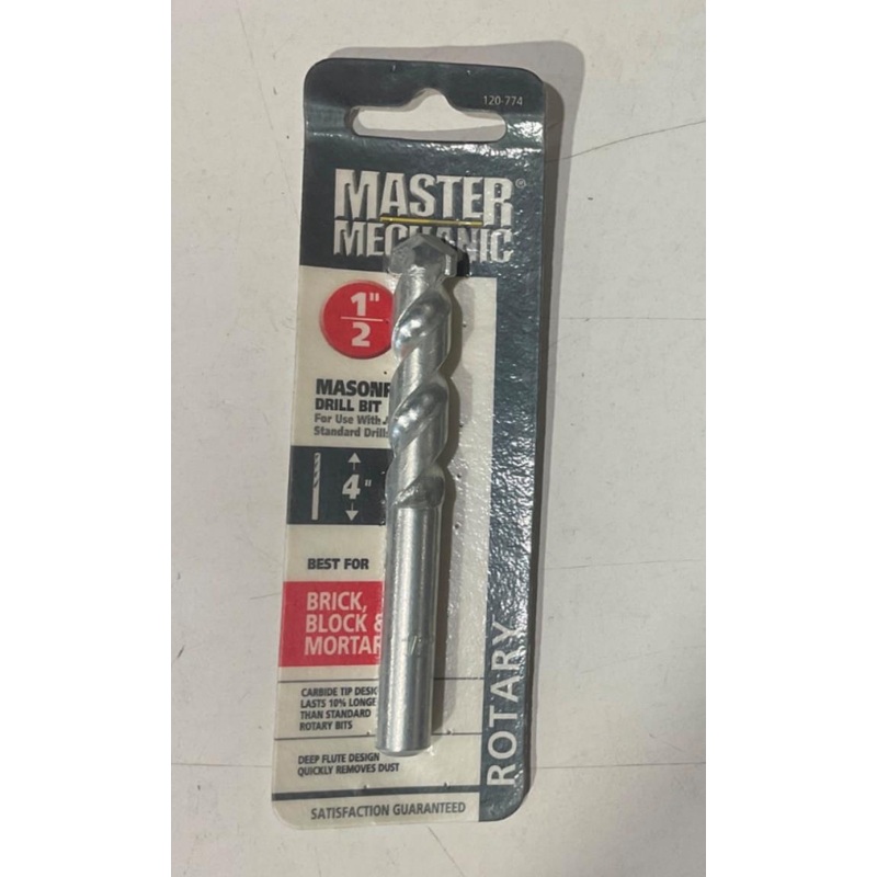Master Mechanic 120 774 1/2" Carbide Tip 4" Masonry Rotary Drill Bit
