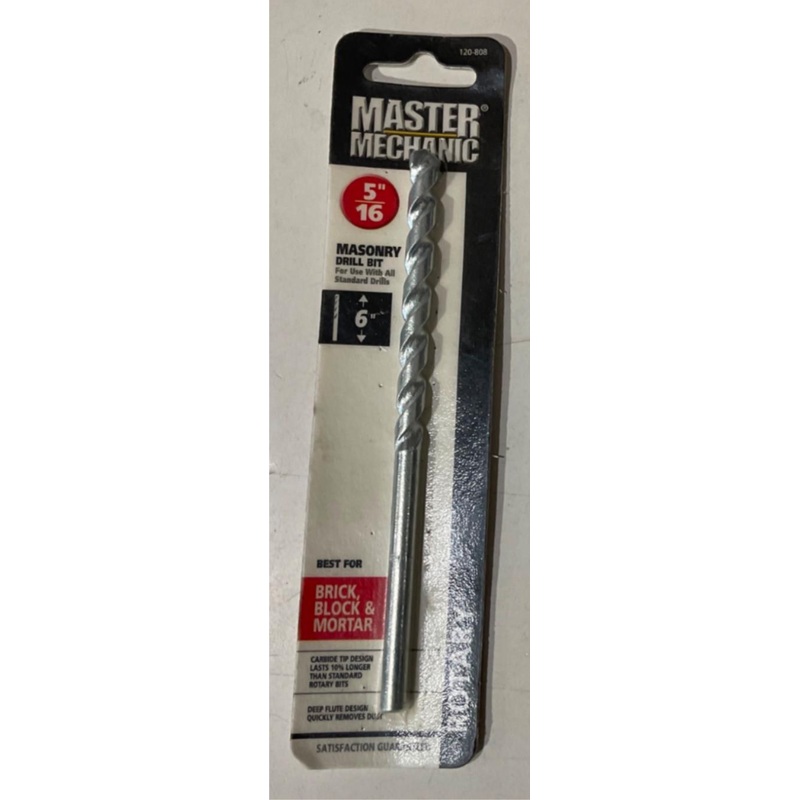Master Mechanic 120 808 5/16" Carbide Tip 6" Rotary Masonry Drill Bit