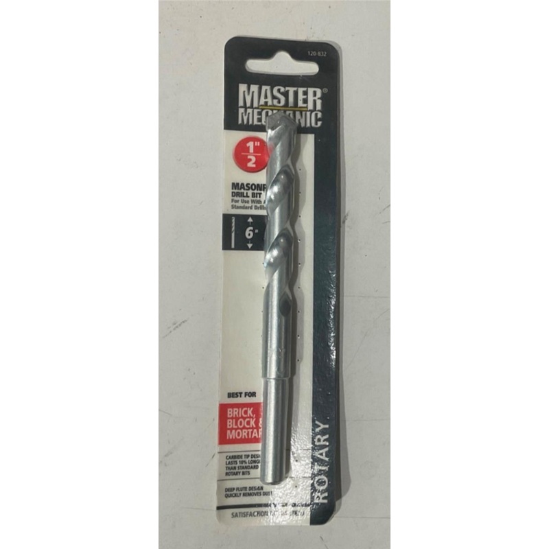 Master Mechanic 120 832 1/2" Carbide Tip 6" Masonry Rotary Drill Bit