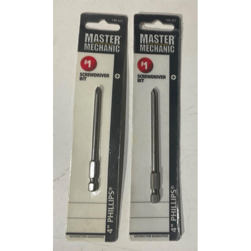 Master Mechanic 198 427 #1 4" Phillips Screwdriver Bit 2pks