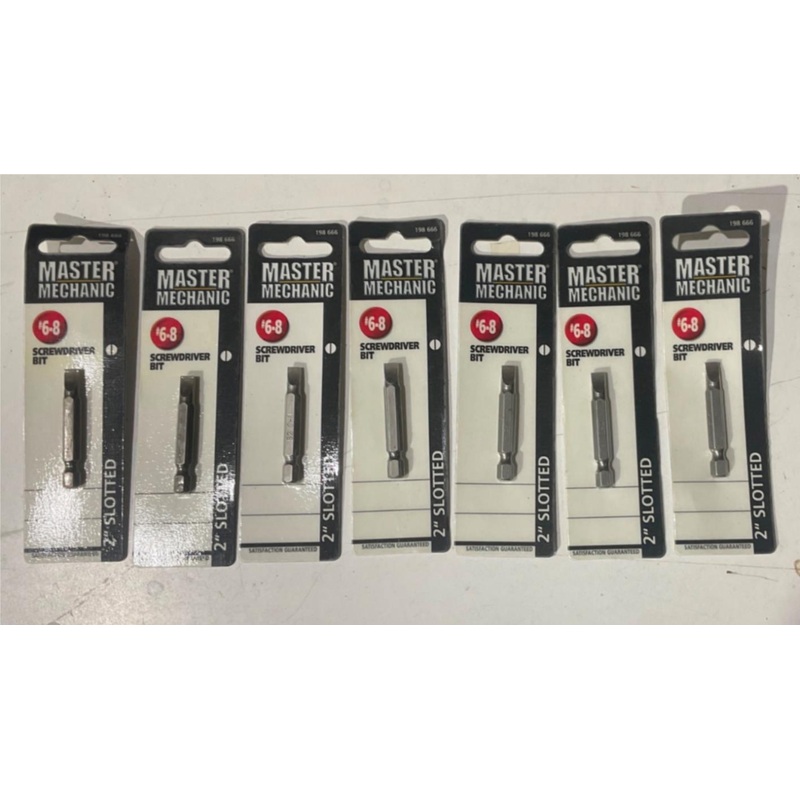 Master Mechanic 198 666 #6-8 2" Slotted Screwdriver Bit 7pks