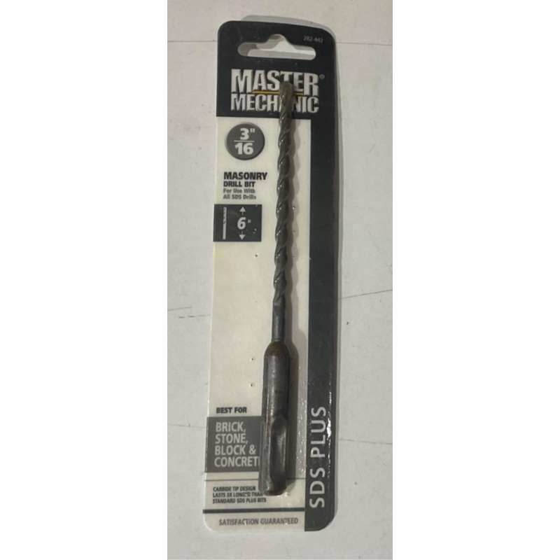 Master Mechanic 282 442 3/16" Carbide Tip 6" Masonry SDS Plus Drill Bit