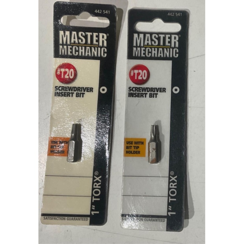 Master Mechanic 442 541 T20 1" Torx Screwdriver Insert Bit 2pks