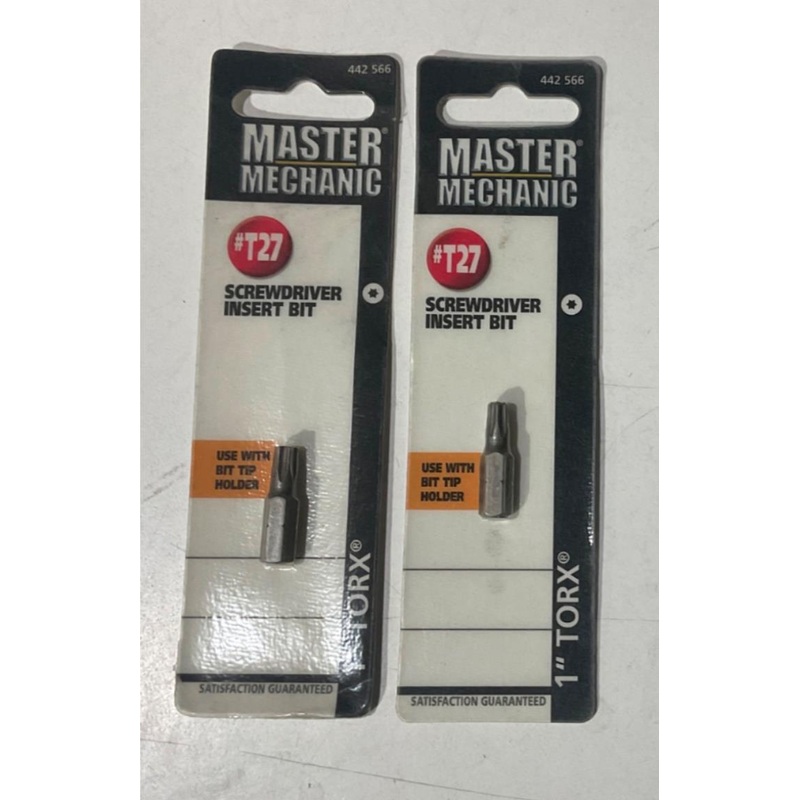 Master Mechanic 442 566 T27 1" Torx Screwdriver Insert Bit 2pks