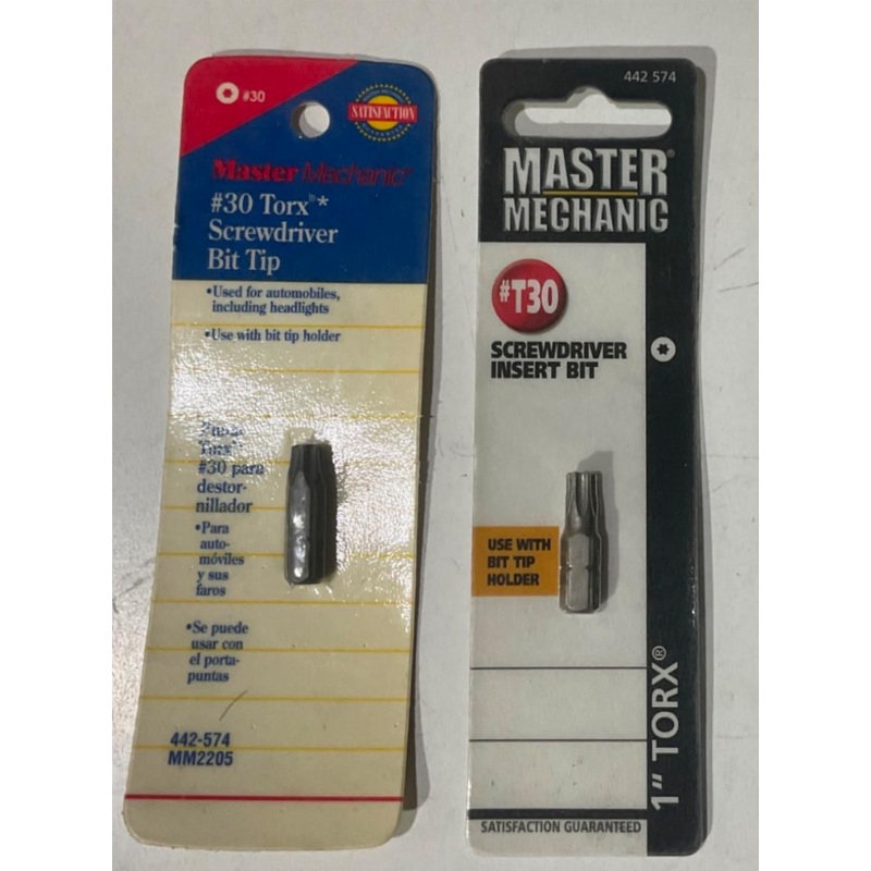 Master Mechanic 442 574 T30 1" Torx Screwdriver Bit 2pks