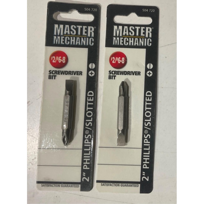Master Mechanic 504 720 #2/6-8 2" Phillips/Slotted Screwdriver Bit 2pks