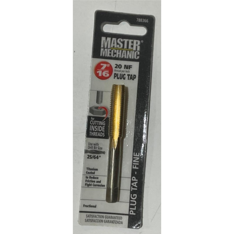 Master Mechanic 788366 7/16" 20 NF Titanium Coated Plug Tap-Fine