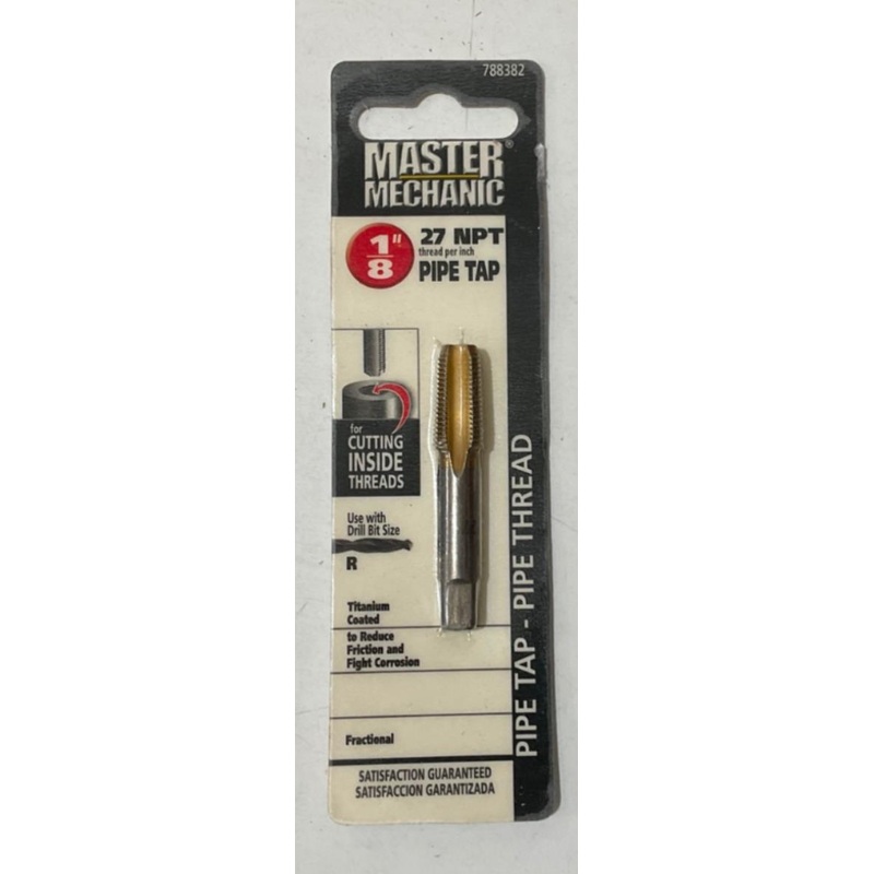 Master Mechanic 788382 1/8" 27 NPT Titanium Coated Pipe Tap-Pipe Thread