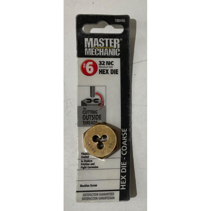 Master Mechanic 788446 #6 -32NC Titanium coated Hex Die-Coarse