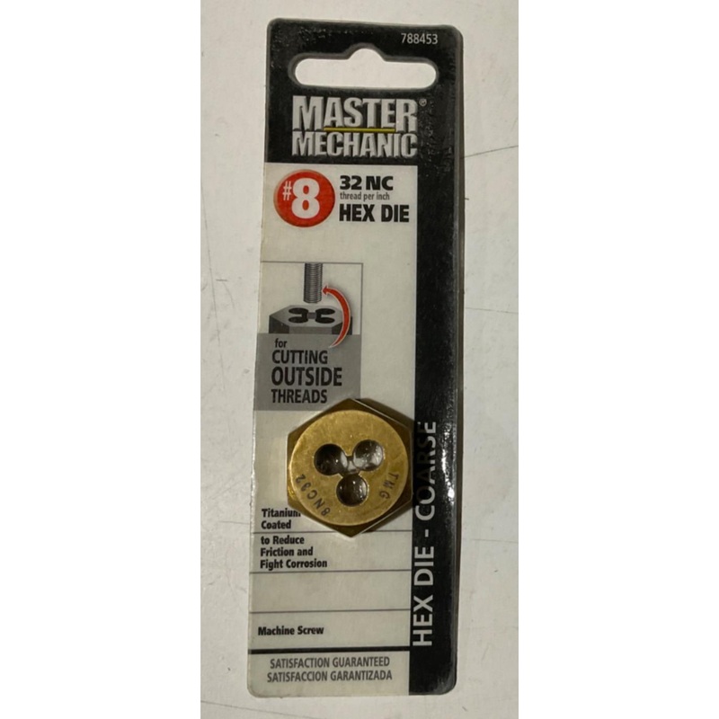 Master Mechanic 788453 #8 32 NC Titanium Coated Hex Die