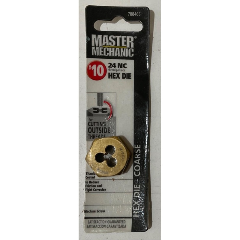 Master Mechanic 788465 #10 24 NC Titanium Coated Hex Die-Coarse