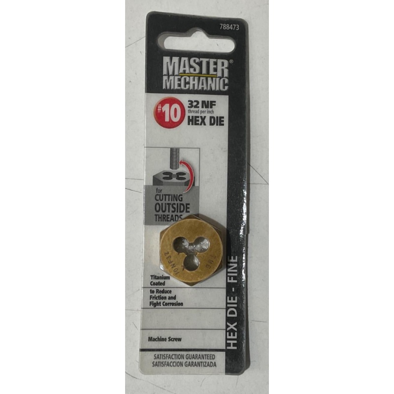 Master Mechanic 788473 #10 32 NF Titanium coated Hex Die-Fine