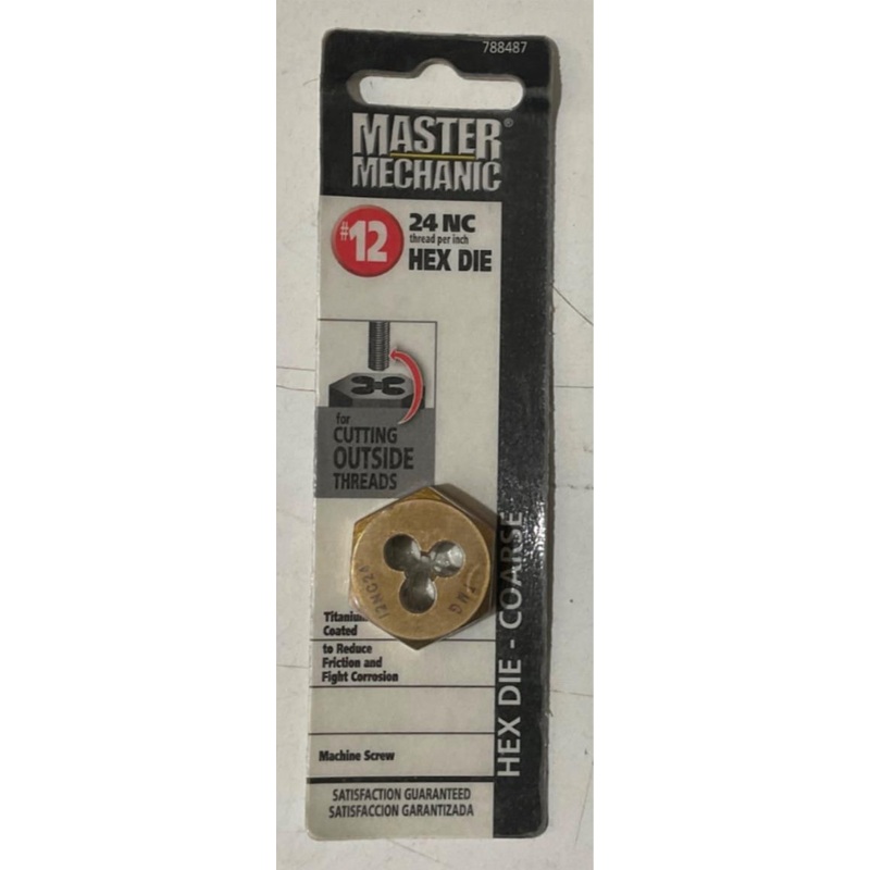 Master Mechanic 788487 #12 24 NC Titanium coated Hex Die-Coarse