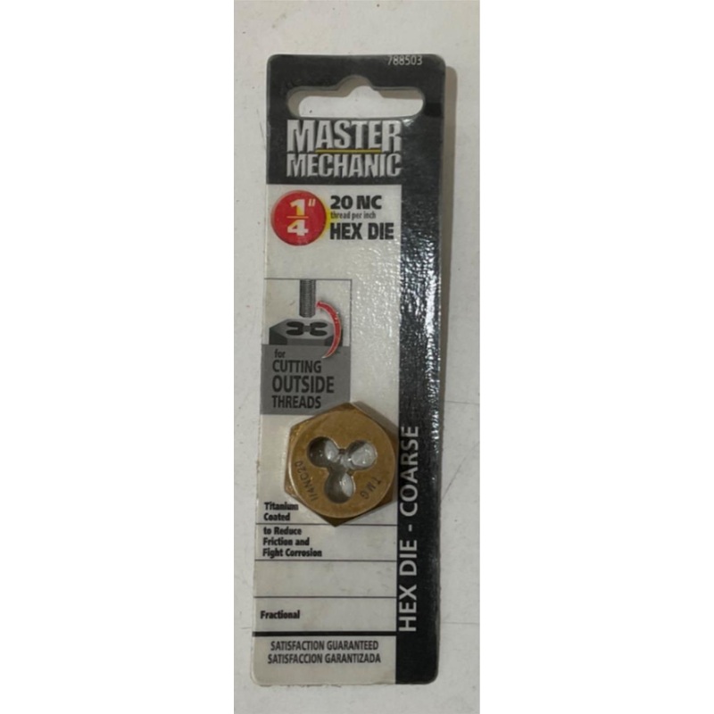 Master Mechanic 788503 1/4" 20 NC Titanium Coated Hex Die-Coarse