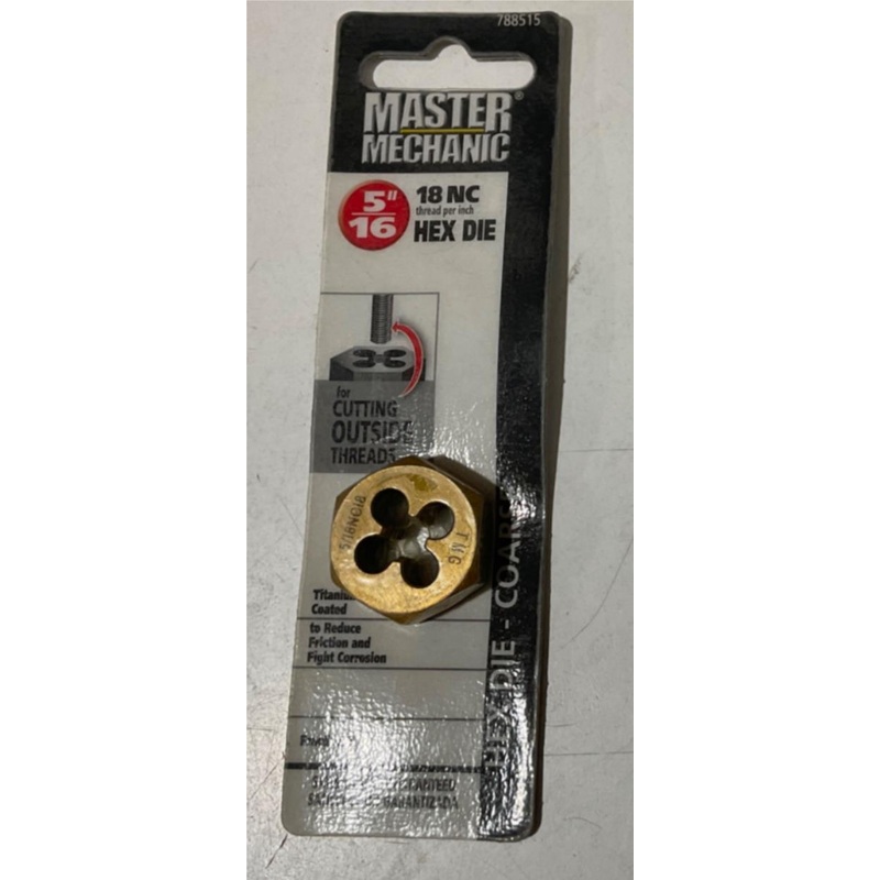 Master Mechanic 788515 5/16" 18 NC Titanium Coated Hex Die-Coarse